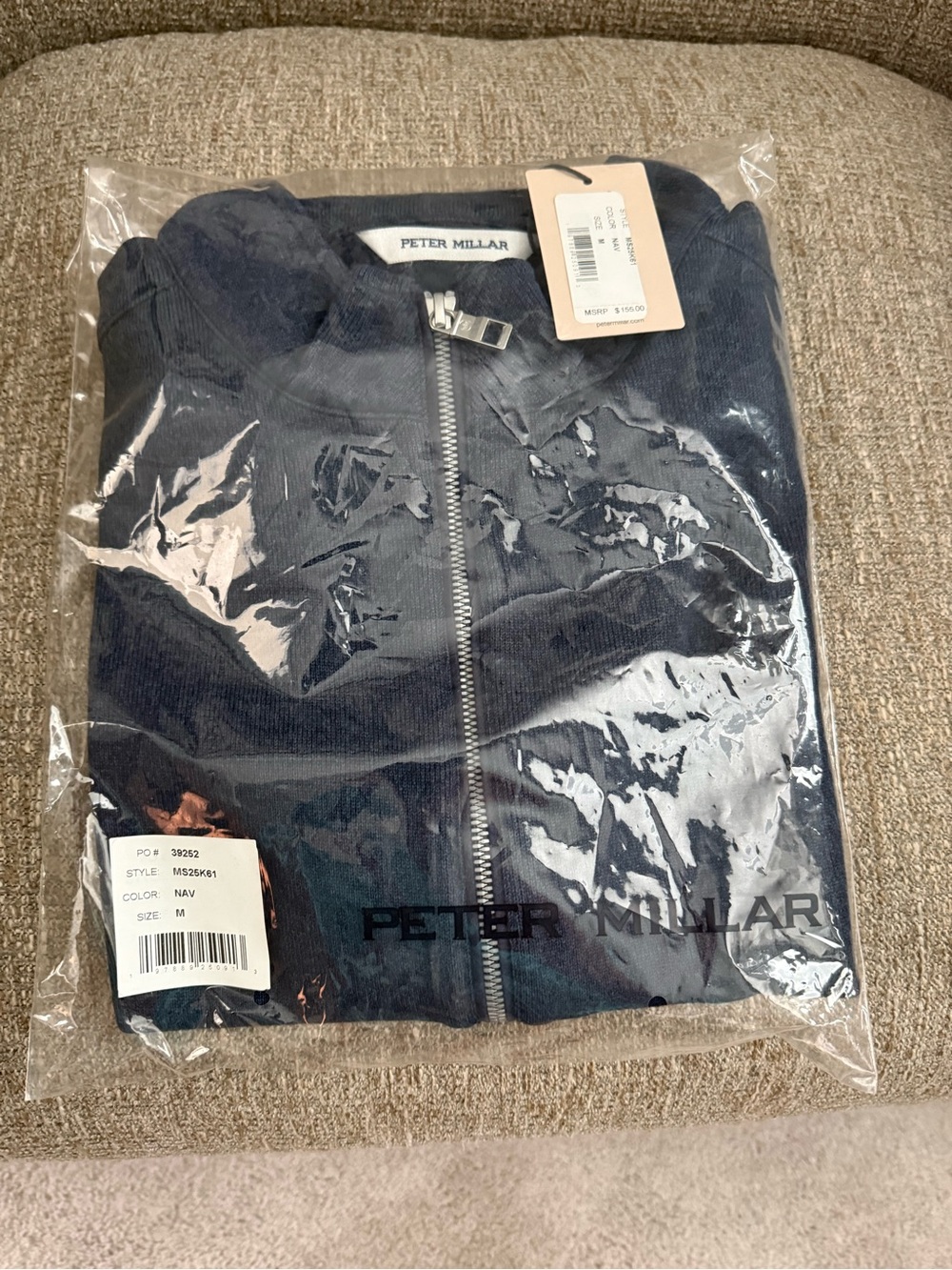 Peter Millar Navy Zip-Front Sweater